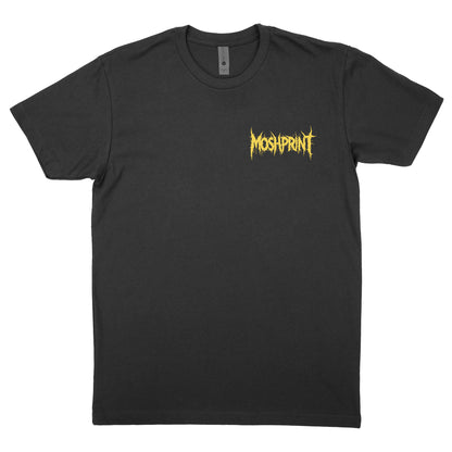 Front view of the Latrobe Ripper Tee with a gold Moshprint logo printed on the left chest